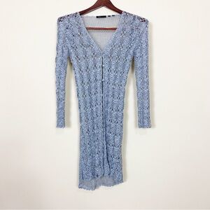 BCBGMAXAZRIA Sweater Cardigan sparkly blue sweater Crochet Size Small 100% Rayon